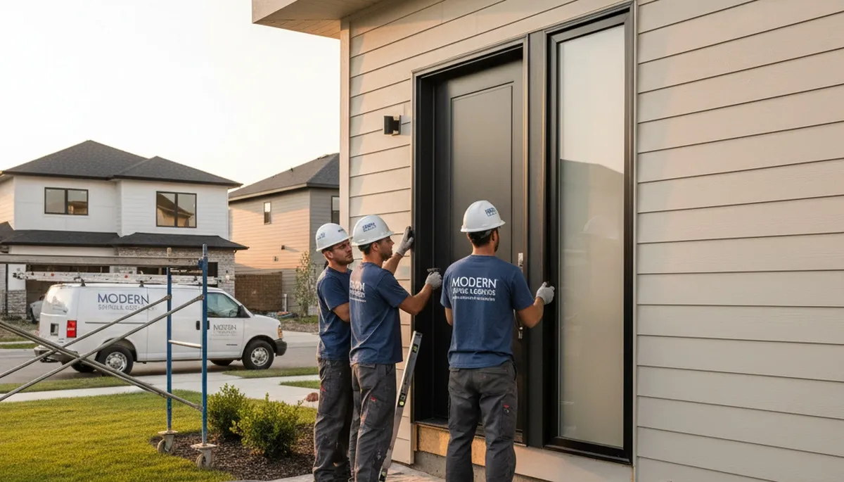 Professional door installation with vinyl siding finish in Greensboro, NC by Next Level Exteriors
